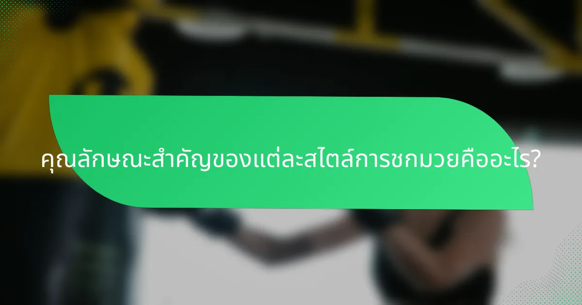 คุณลักษณะสำคัญของแต่ละสไตล์การชกมวยคืออะไร?
