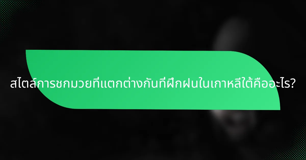 สไตล์การชกมวยที่แตกต่างกันที่ฝึกฝนในเกาหลีใต้คืออะไร?